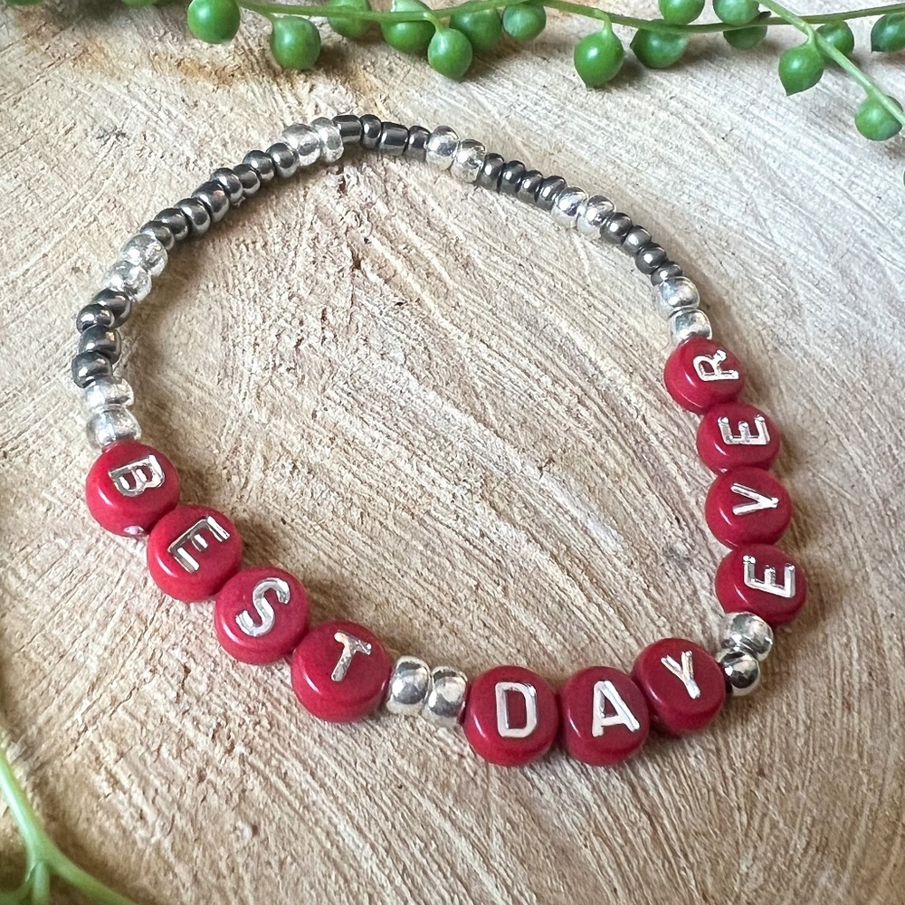 Best Day Ever Bracelet | Silver Seed Beads | Elastic Stretch | Mac Miller
